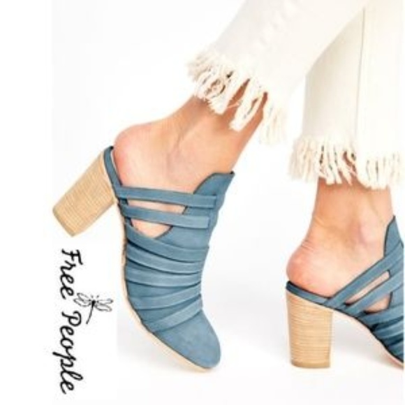 NIB Free People Byron Strappy Mule Denim Blue - Picture 1 of 6